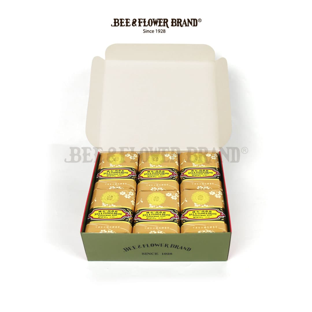 BEE & FLOWER BAR SOAP SANDALWOOD 81 Gr (12 Pcs) - Sabun Tawon Batang Aroma Cendana Original