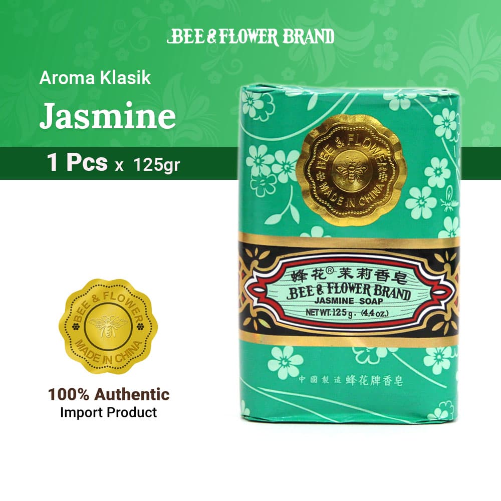BEE & FLOWER BAR SOAP JASMINE 125 Gr (1 Pcs) - Sabun Tawon Batang Aroma Melati Original