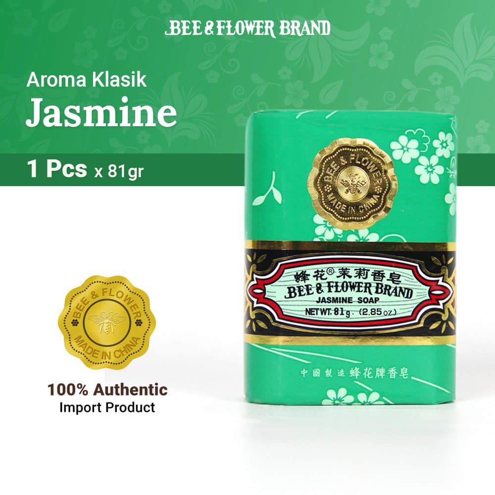 BEE & FLOWER BAR SOAP JASMINE 81 Gr (1 Pcs) - Sabun Tawon Batang Aroma Melati Original