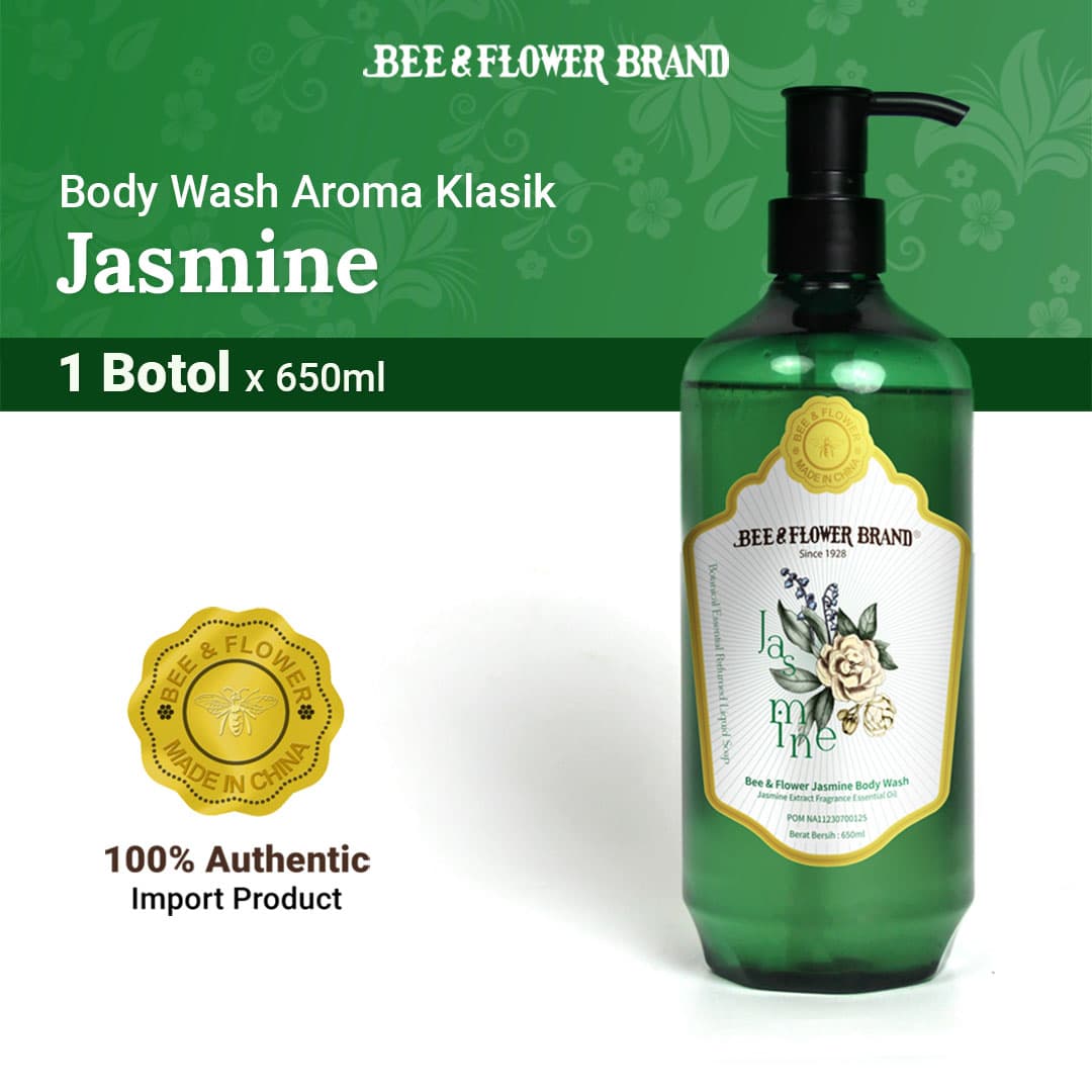 BEE & FLOWER LIQUID SOAP JASMINE 650 ML (1 Pcs) - Sabun Tawon Cair Aroma Melati Original