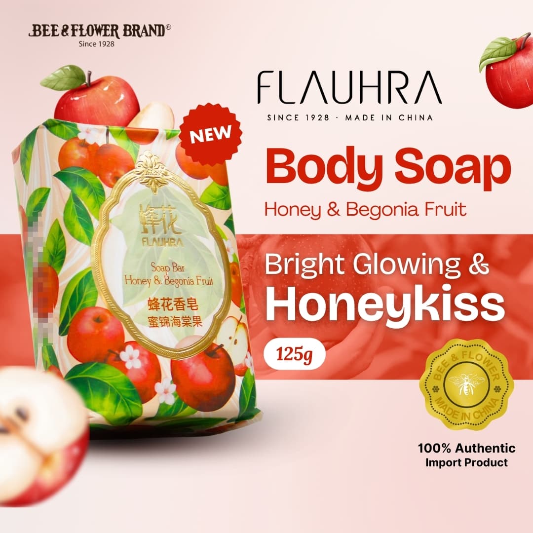 FLAUHRA BAR SOAP HONEY & BEGONIA FRUIT 125 Gr - Fruity Edt (1 Pcs) Sabun Batang Premium Aroma Buah Segar Original